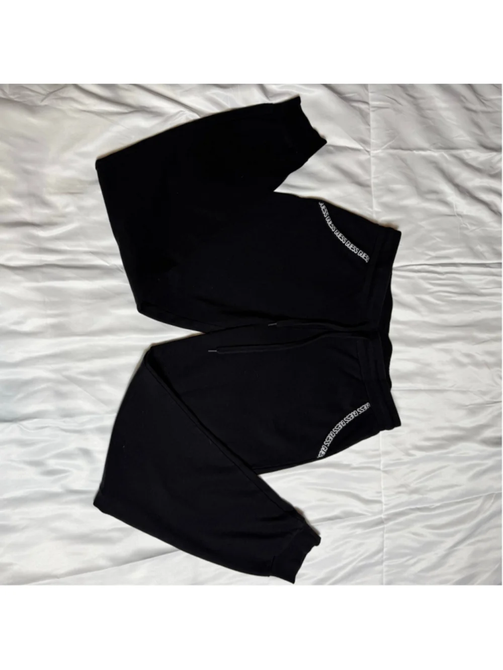 Women's GUESS Black Joggers with White Logo Trim Size M